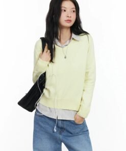 Ribbed Crew Neck Knit Sweater