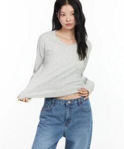 Cropped Knit Pullover Sweater